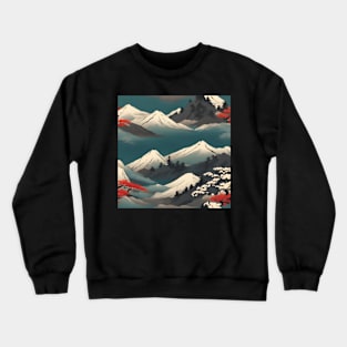 mountain life japan art style Crewneck Sweatshirt